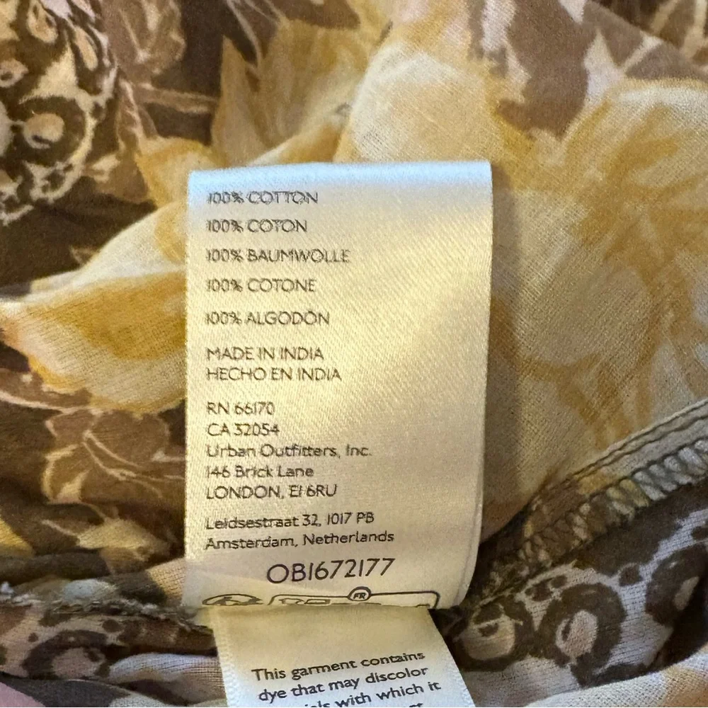 FREE PEOPLE NEW Elena printed billowy top -brown -medium - Picture 4 of 6